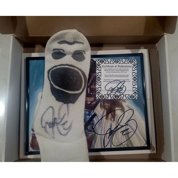 WWE Mick Foley Signed Mr Socko Sock + Framed/Signed 8x10+Signed COA Mankind WWF - Picture 7 of 8